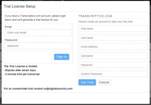 Transcriptive Account Creation