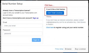 Click the Trial button to start the registration process